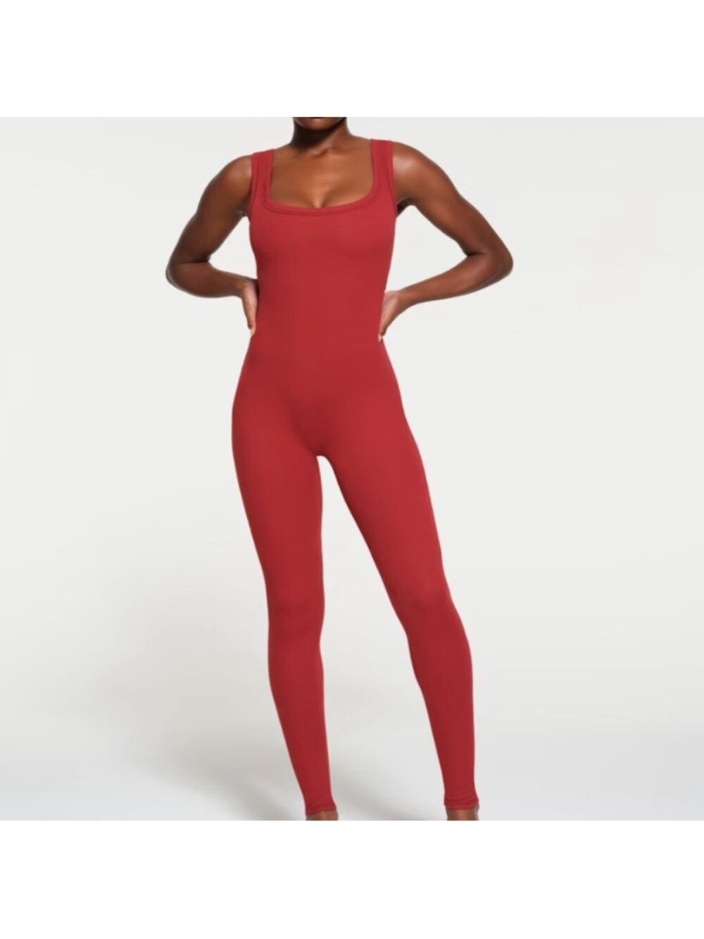 Skims Red Sleeveless Unitard Jumpsuit